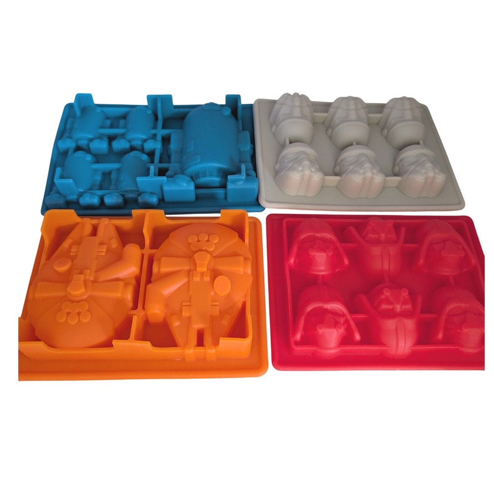 Star Wars Ice Cube Molds Set of 4 Darth Vader R2-D2 Stormtrooper Falcon Silicone